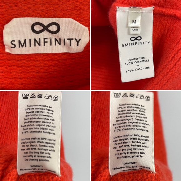 SMINFINITY 100% Cashmere Orange Thick Heavy Chunky Knit Boxy Mock Neck Sweater M - Picture 7 of 16
